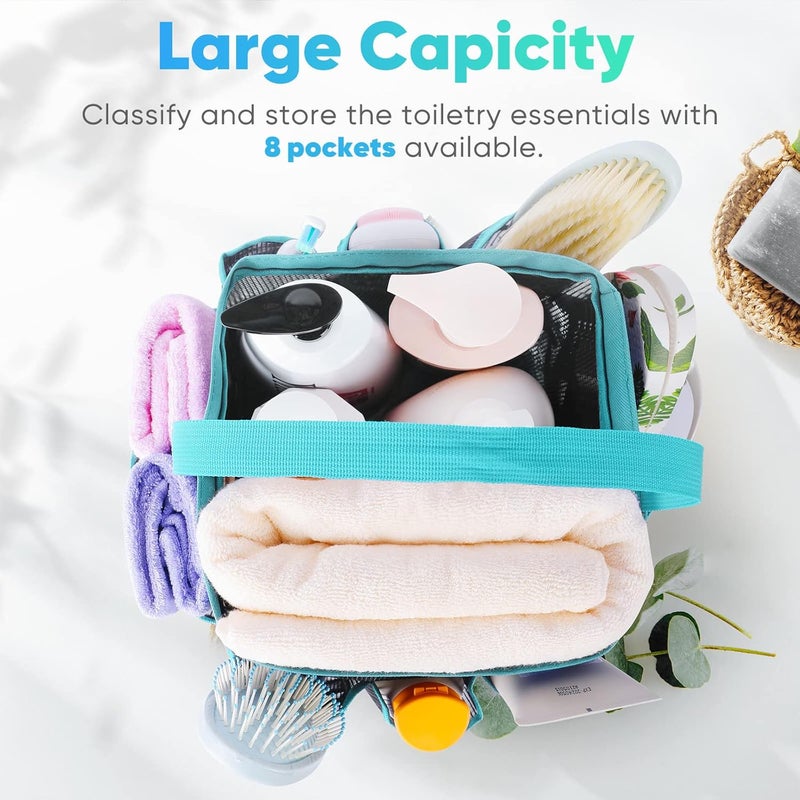 EUDELE Mesh Shower Caddy Portable for College Dorm Room Essentials with 8-Pocket Large Capacity,Shower Bag for Beach,Swimming,Gym,Travel essentials - Image 2